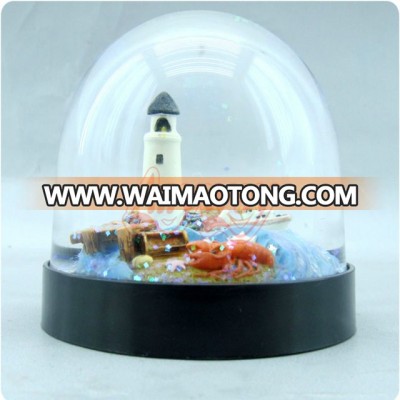 80MM Lighthouse building plastic snow globe souvenir